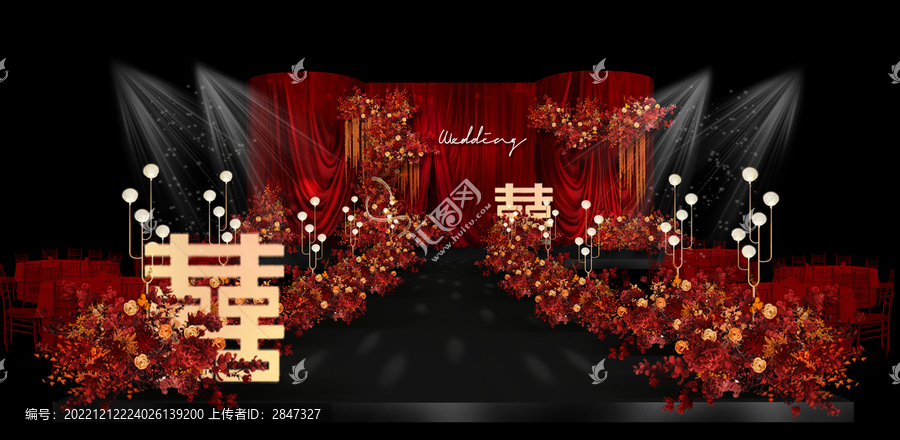 紅橘色帷?；槎Y效果圖