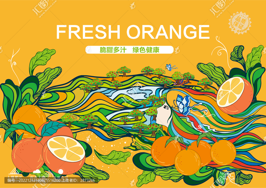 橙子包裝禮盒插畫