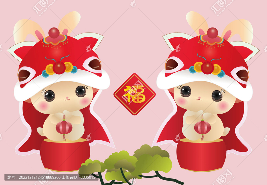 兔年卡通兔子可愛兔矢量