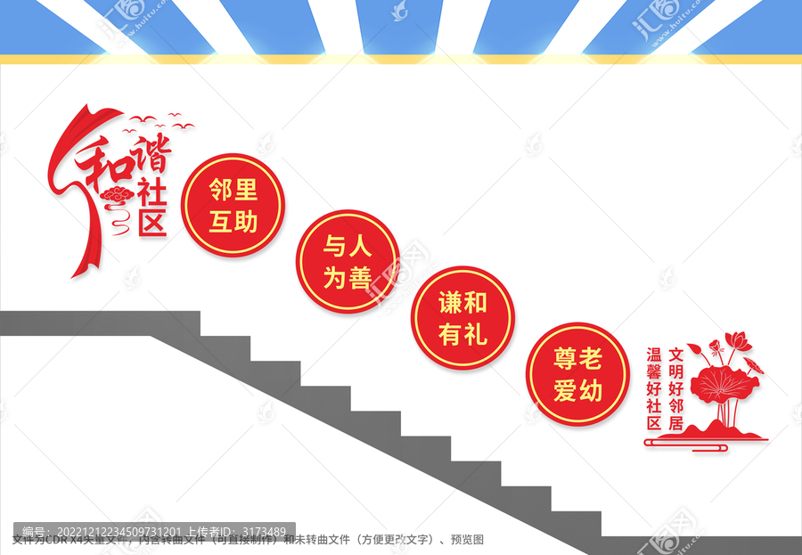 和諧社區(qū)樓梯文化墻