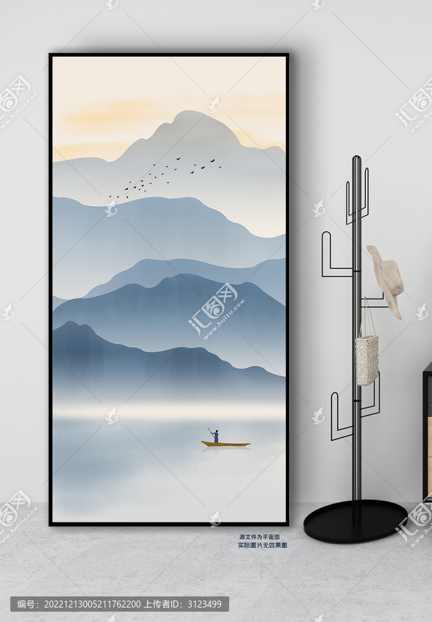 新中式水墨山水畫玄關(guān)裝飾畫
