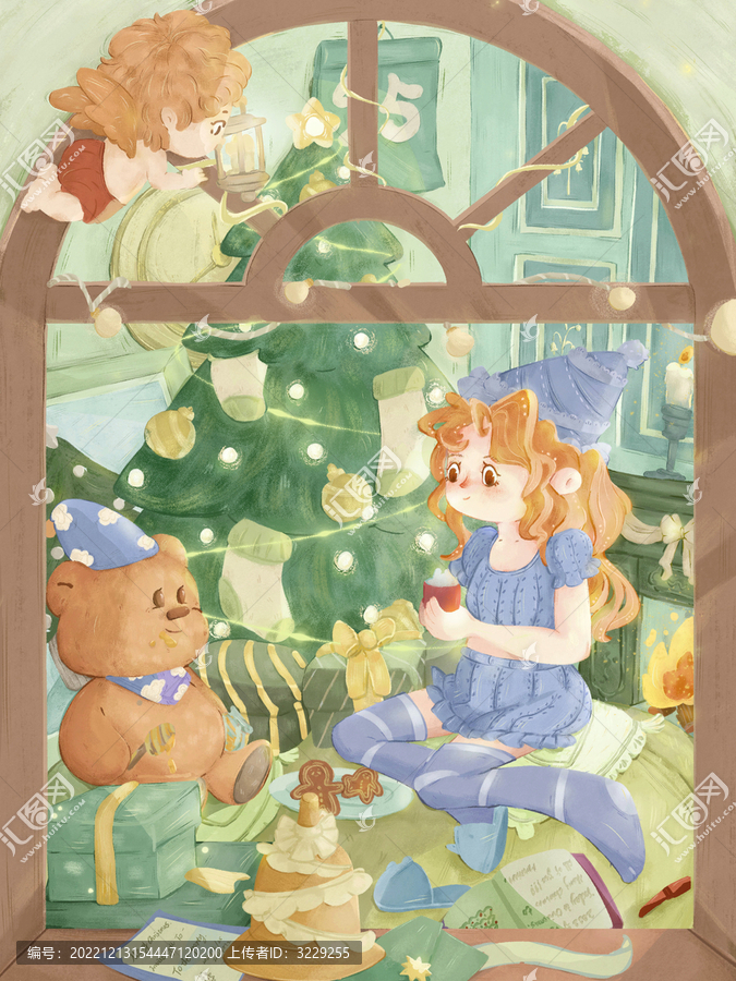 圣誕節(jié)治愈插畫
