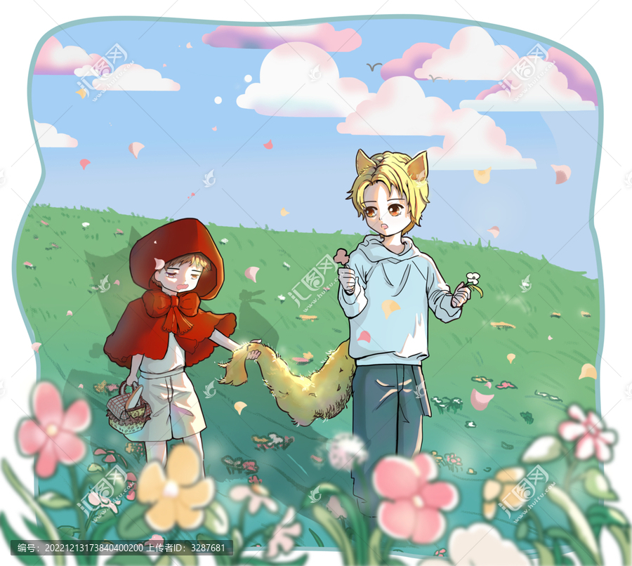 小清晰小紅帽與大灰狼插畫