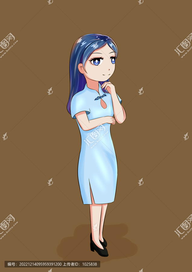 手繪旗袍女孩