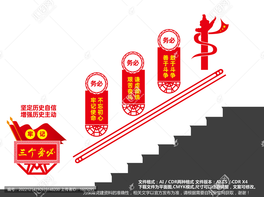 牢記三個務必樓梯文化墻
