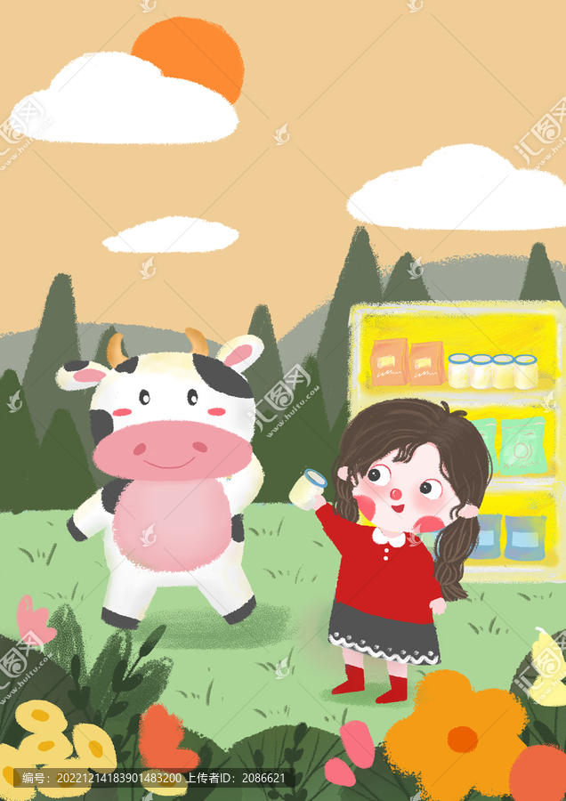 女孩和奶牛