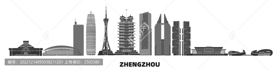 鄭州建筑剪影線稿