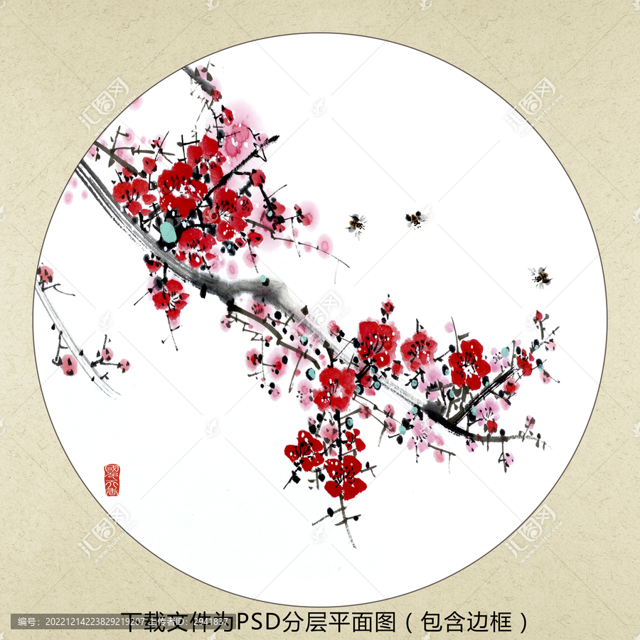 中式水墨花鳥裝飾畫