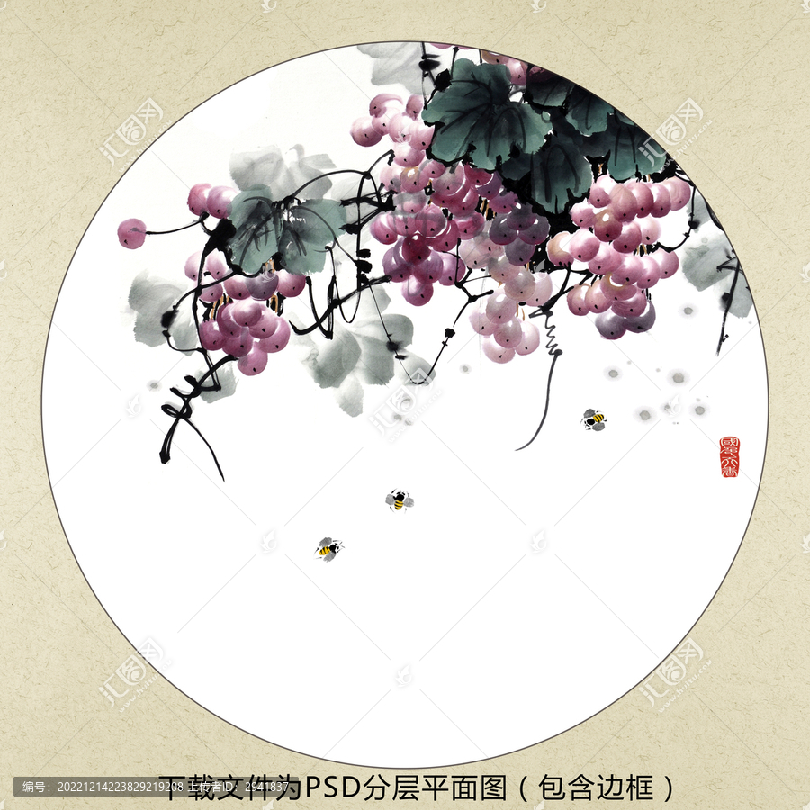中式水墨花鳥裝飾畫