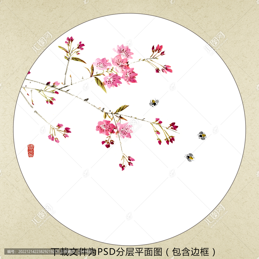 中式水墨花鳥裝飾畫