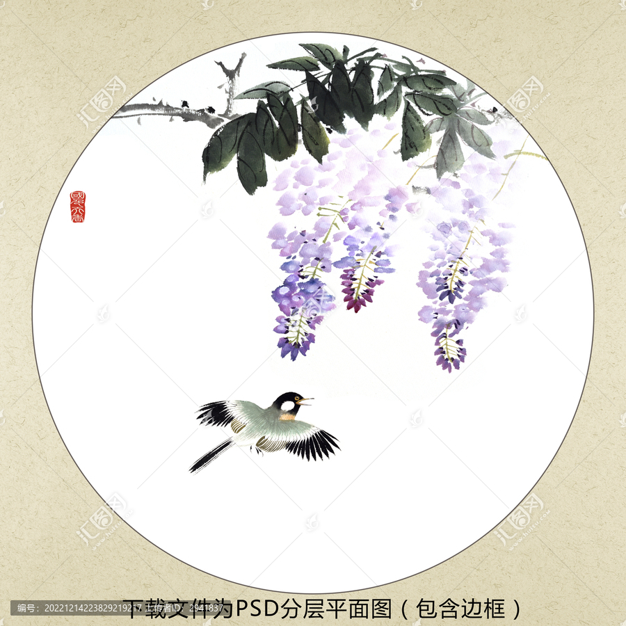 中式水墨花鳥(niǎo)裝飾畫(huà)