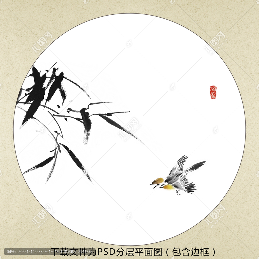 中式水墨花鳥裝飾畫