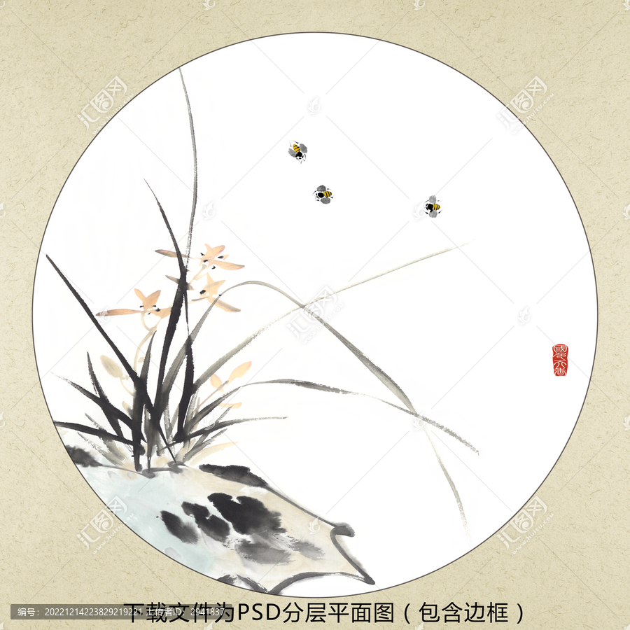 中式水墨花鳥裝飾畫