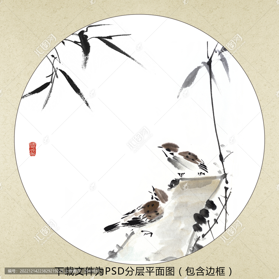 中式水墨花鳥裝飾畫