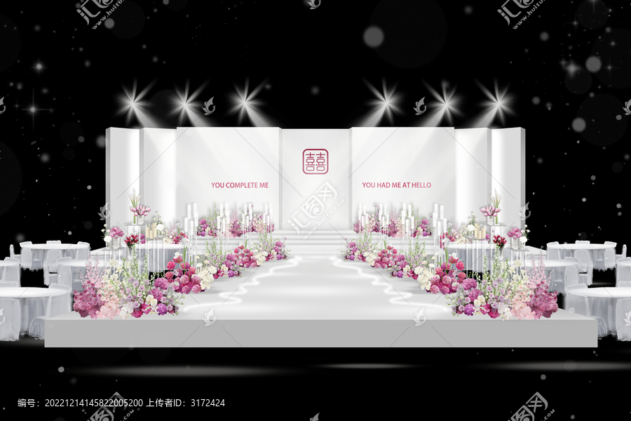 玫紅色簡(jiǎn)約婚禮效果圖