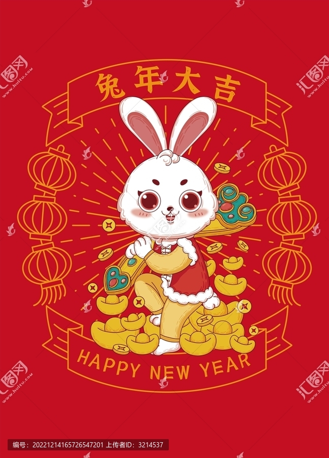 新年兔子玉如意
