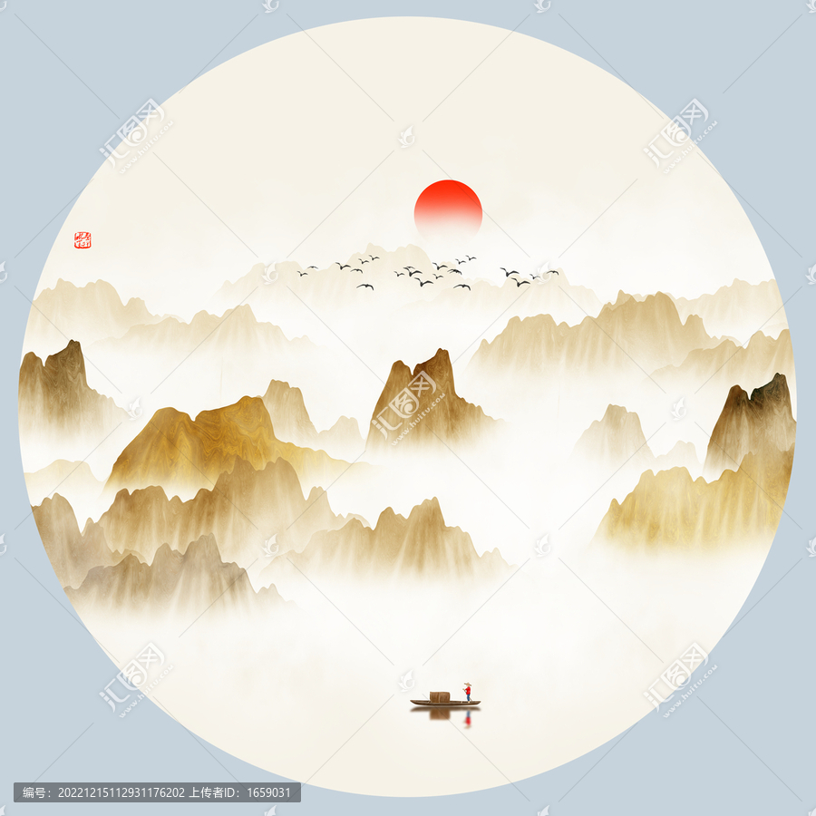 意境金色山水