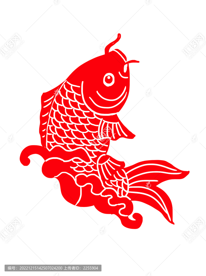 手繪卡通鯉魚剪紙免摳元素