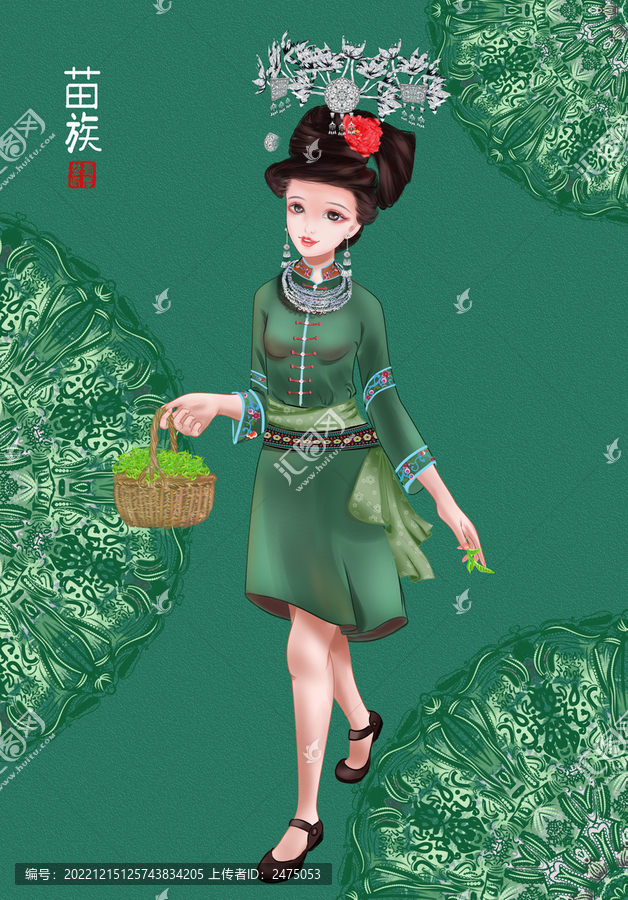 苗族包裝插畫