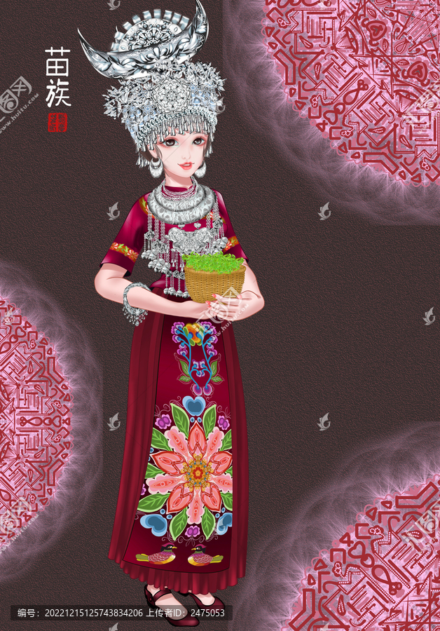 苗族包裝插畫