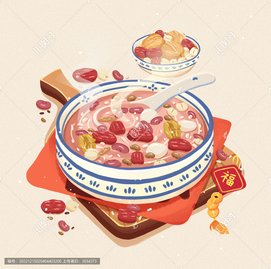 手繪臘八節(jié)臘八粥插畫(huà)