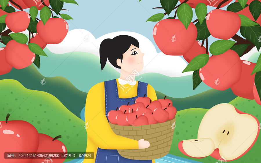 扁平風(fēng)蘋果包裝插畫