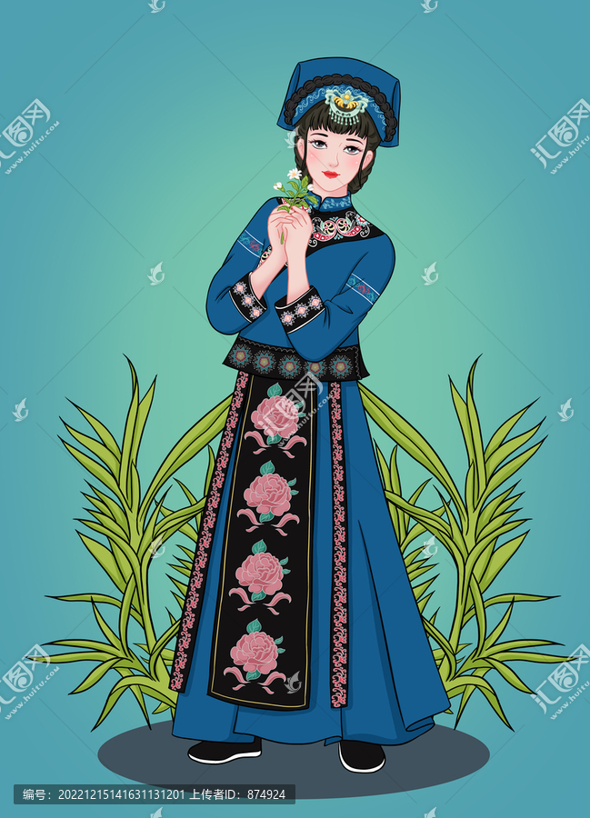 土家族女孩插畫