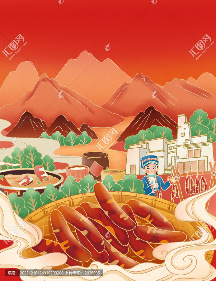 臘腸包裝插畫