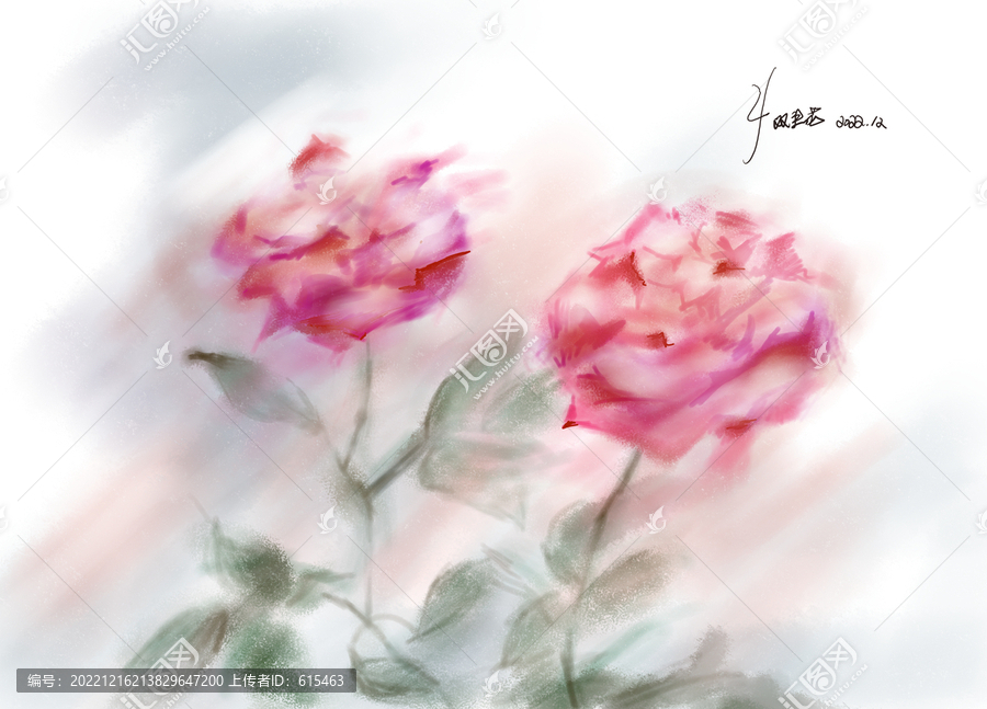 手繪雙生花