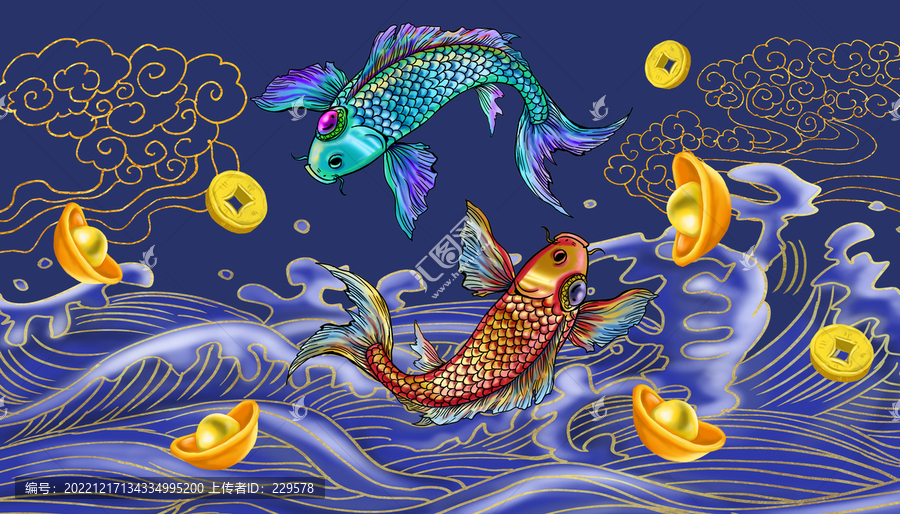 國潮錦鯉插畫