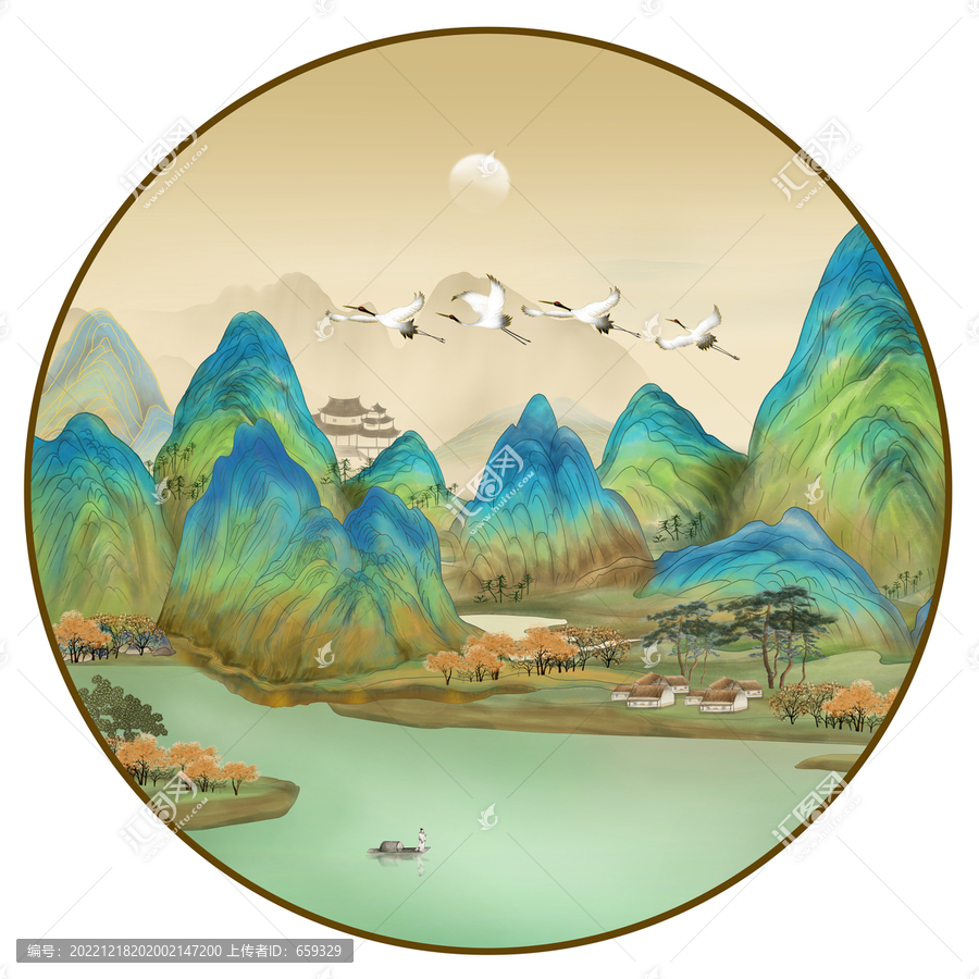 國(guó)潮青綠山水