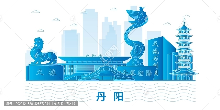 丹陽市科技地標建筑背景展板