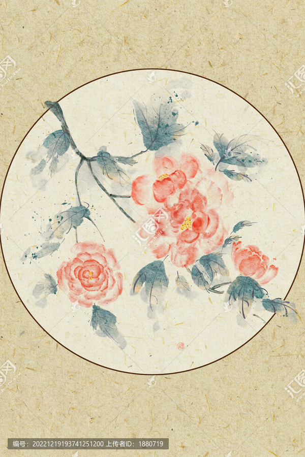 水墨牡丹插畫