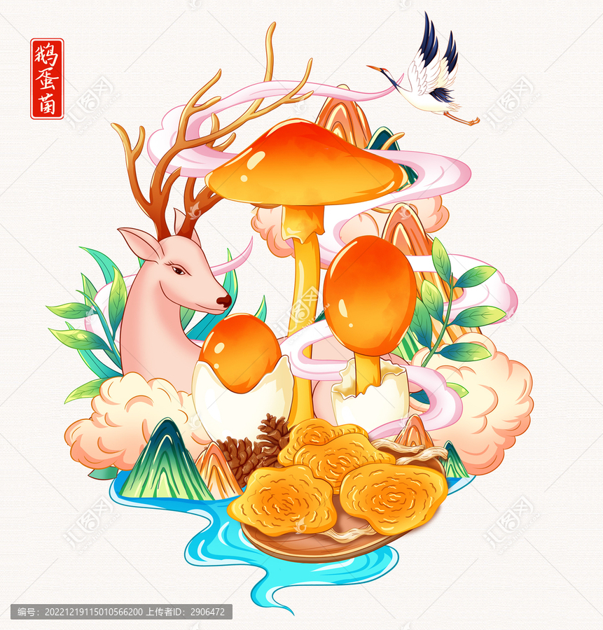 鹅蛋菌插画手绘