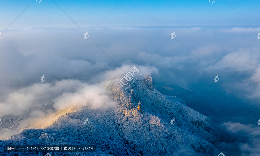 浦江仙华山风景区雪景风光航拍