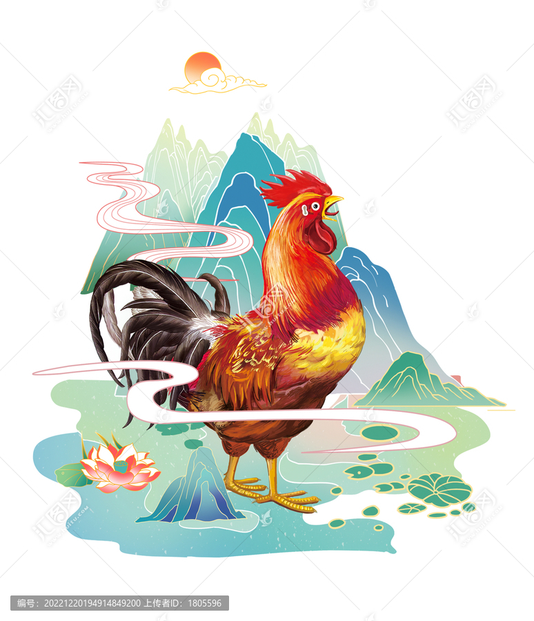 公雞走地雞插畫分層