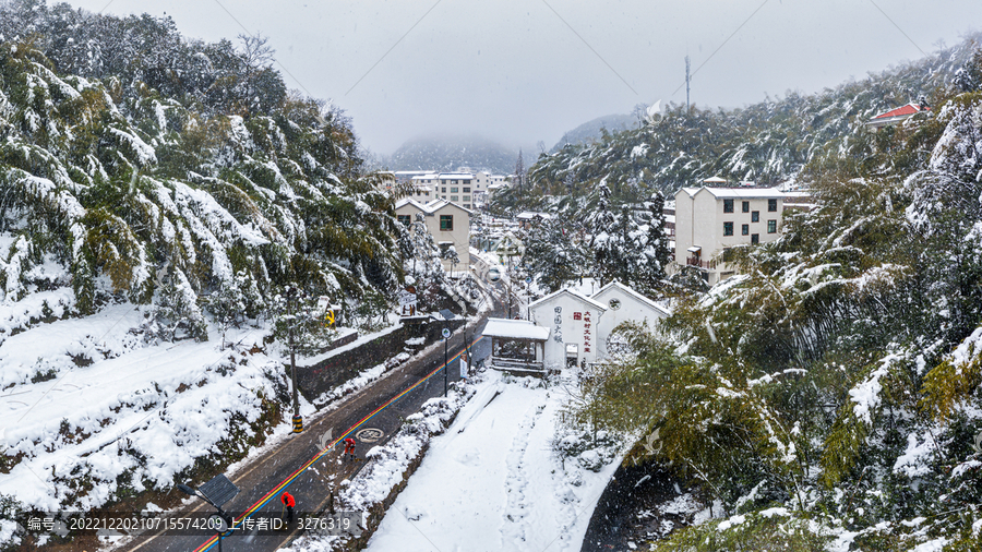 义乌大陈大畈村口雪景