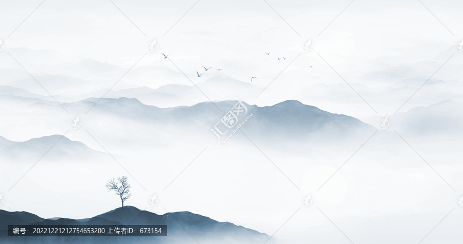 云雾意境山水画