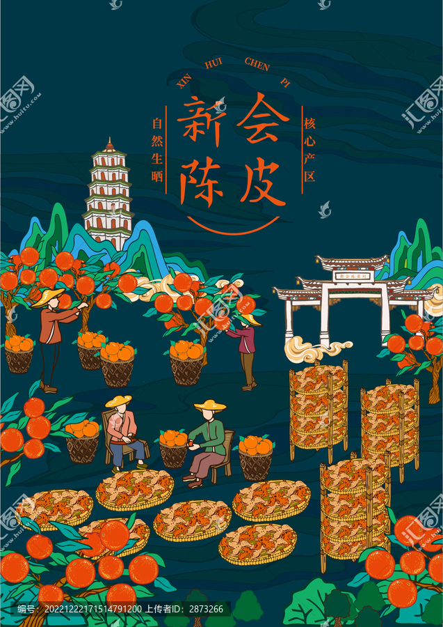 新會(huì)陳皮包裝插畫