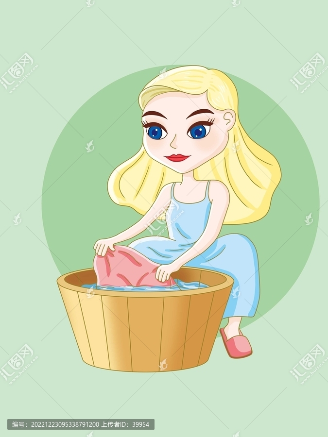 手繪洗衣服插畫