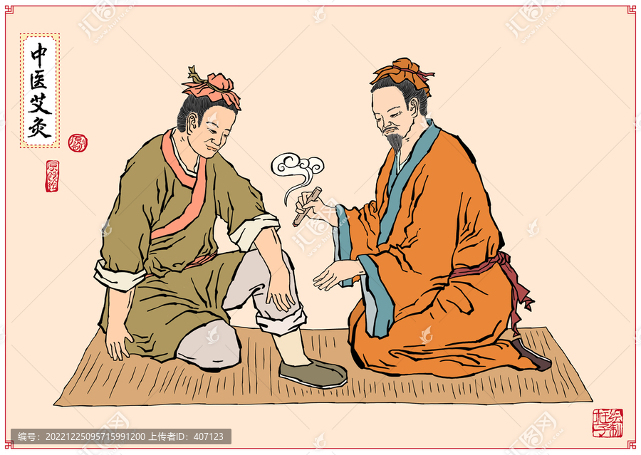 古代中醫(yī)艾灸圖