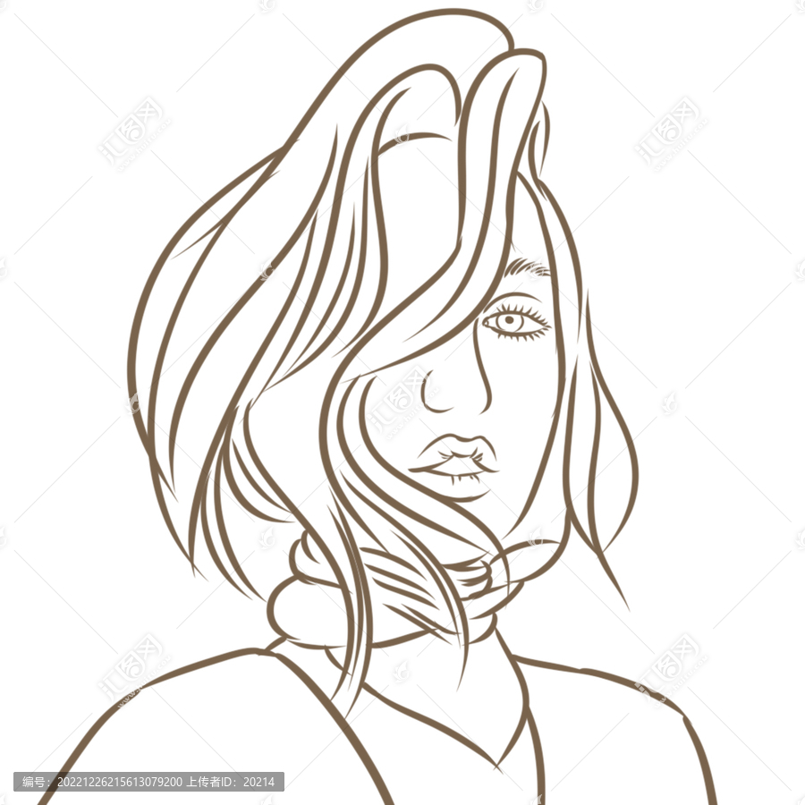 短發(fā)女士線條頭像