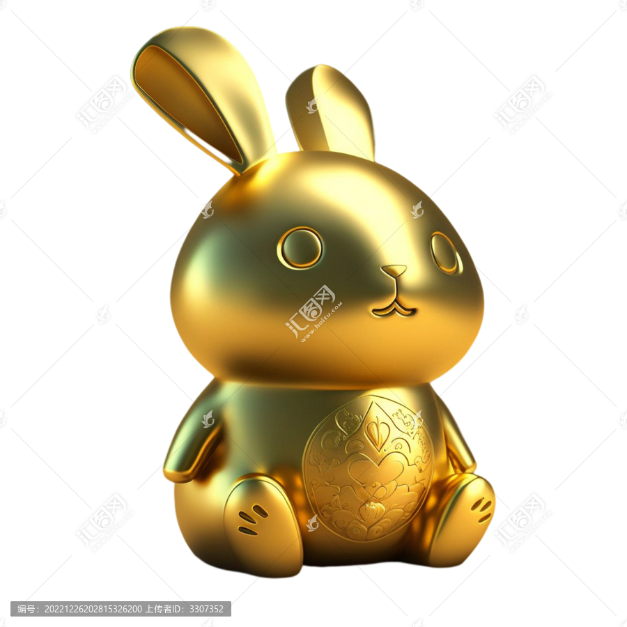 Q版可愛立體三維黃金兔子