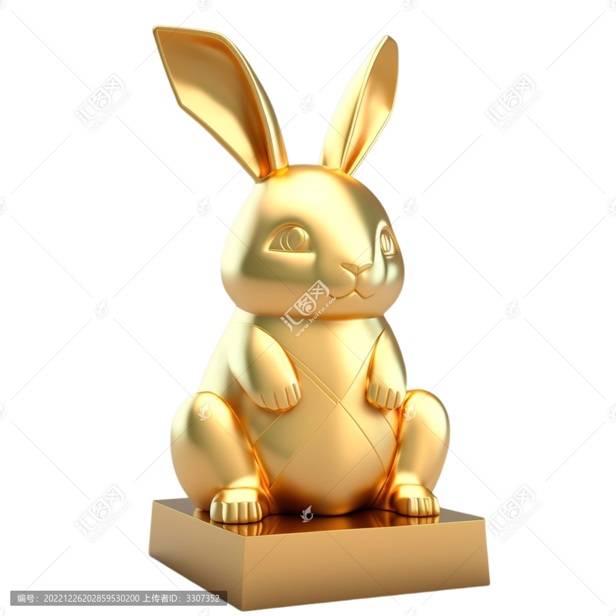 Q版長(zhǎng)耳立體三維黃金兔子