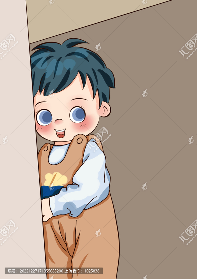 手繪害羞男孩