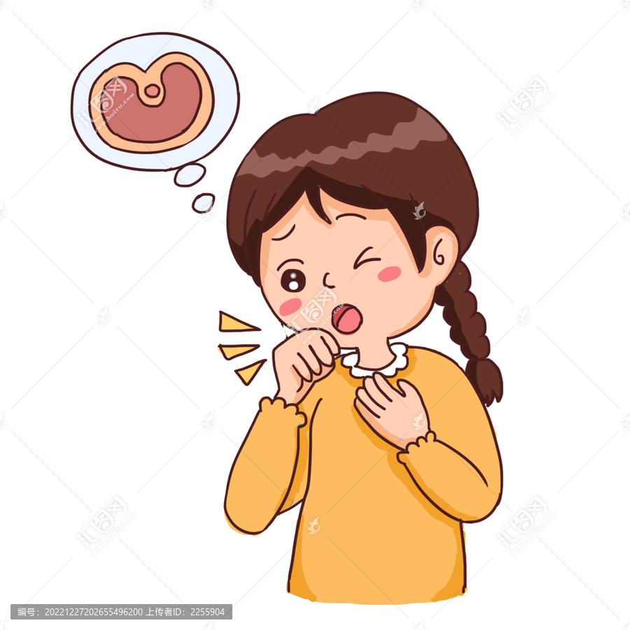手繪卡通喉嚨痛免摳元素