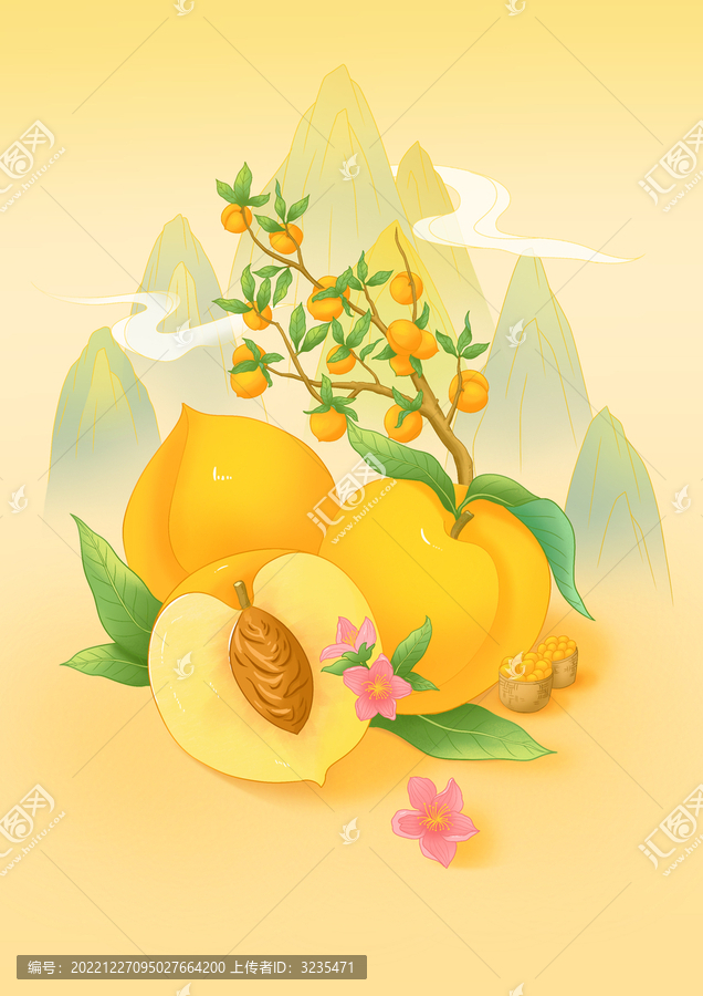 黃桃插畫