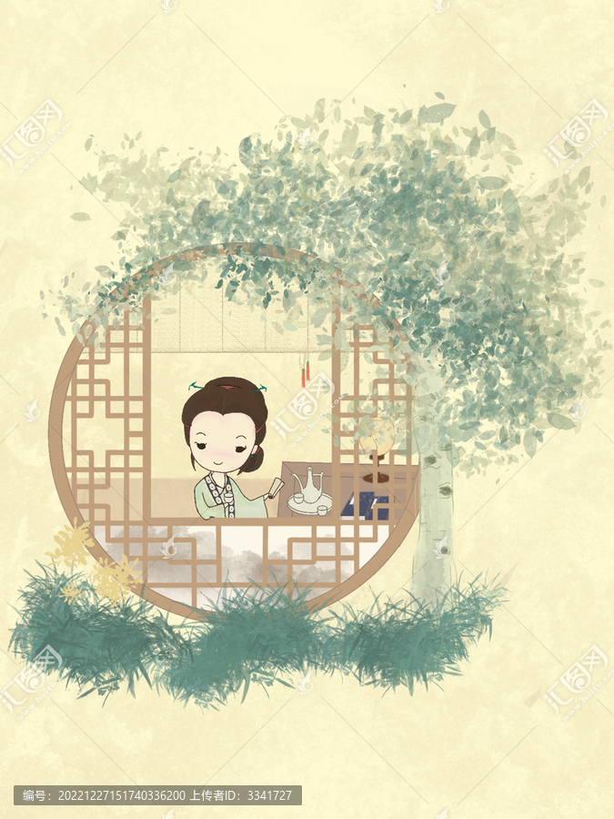 李清照酒醉圖插畫