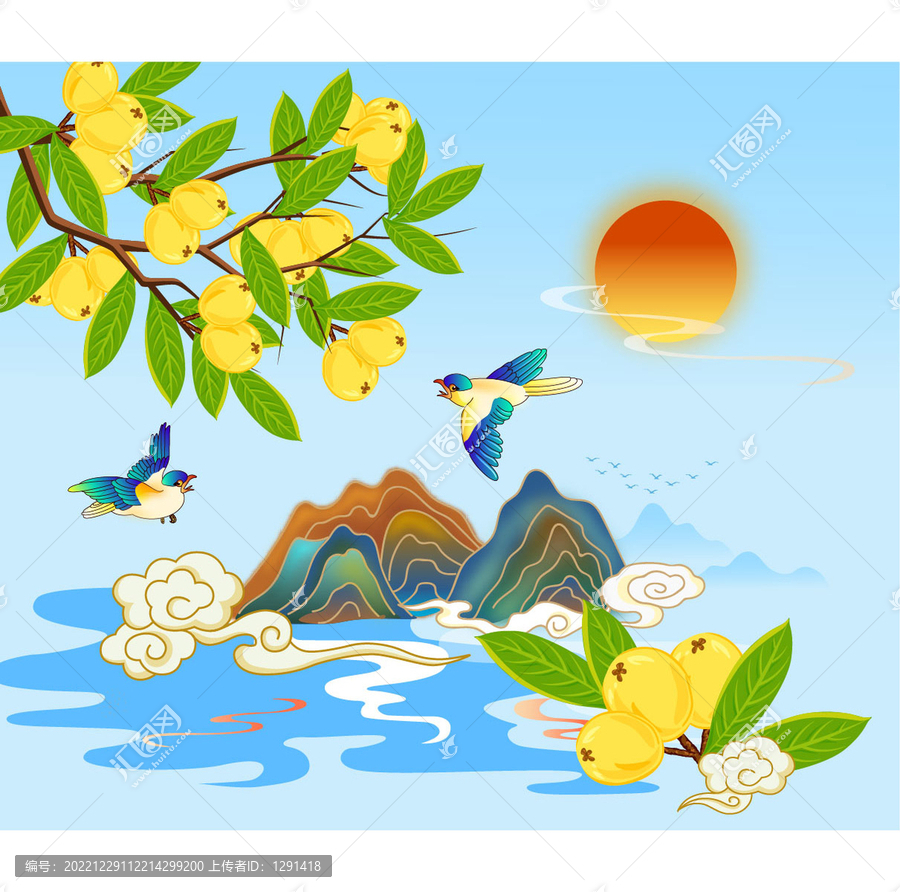 枇杷包裝矢量插畫