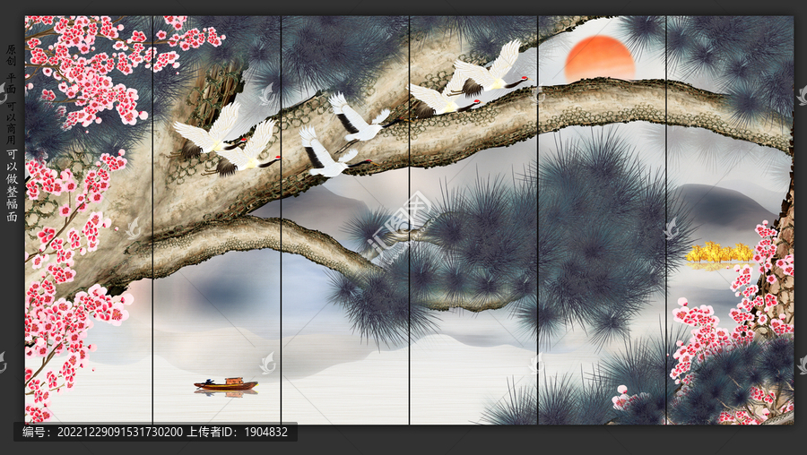 松鶴背景墻